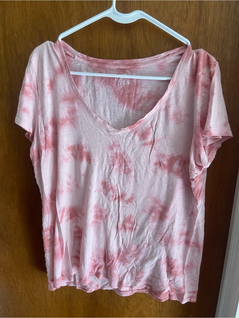Victoria's Secret Pink Tie-Dye V-Neck Short Sleeve Top Size Large